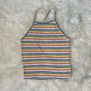 Ambiance Ribbed Stripped Crop Top Size Small
